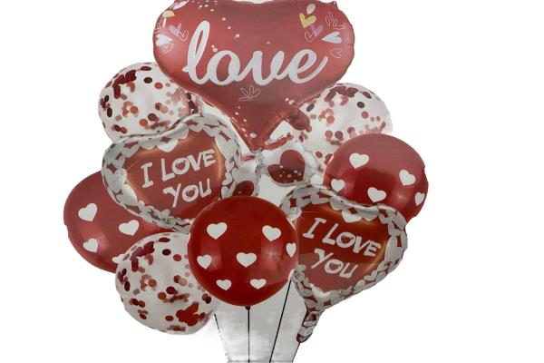 Set of 9 love helium balloons